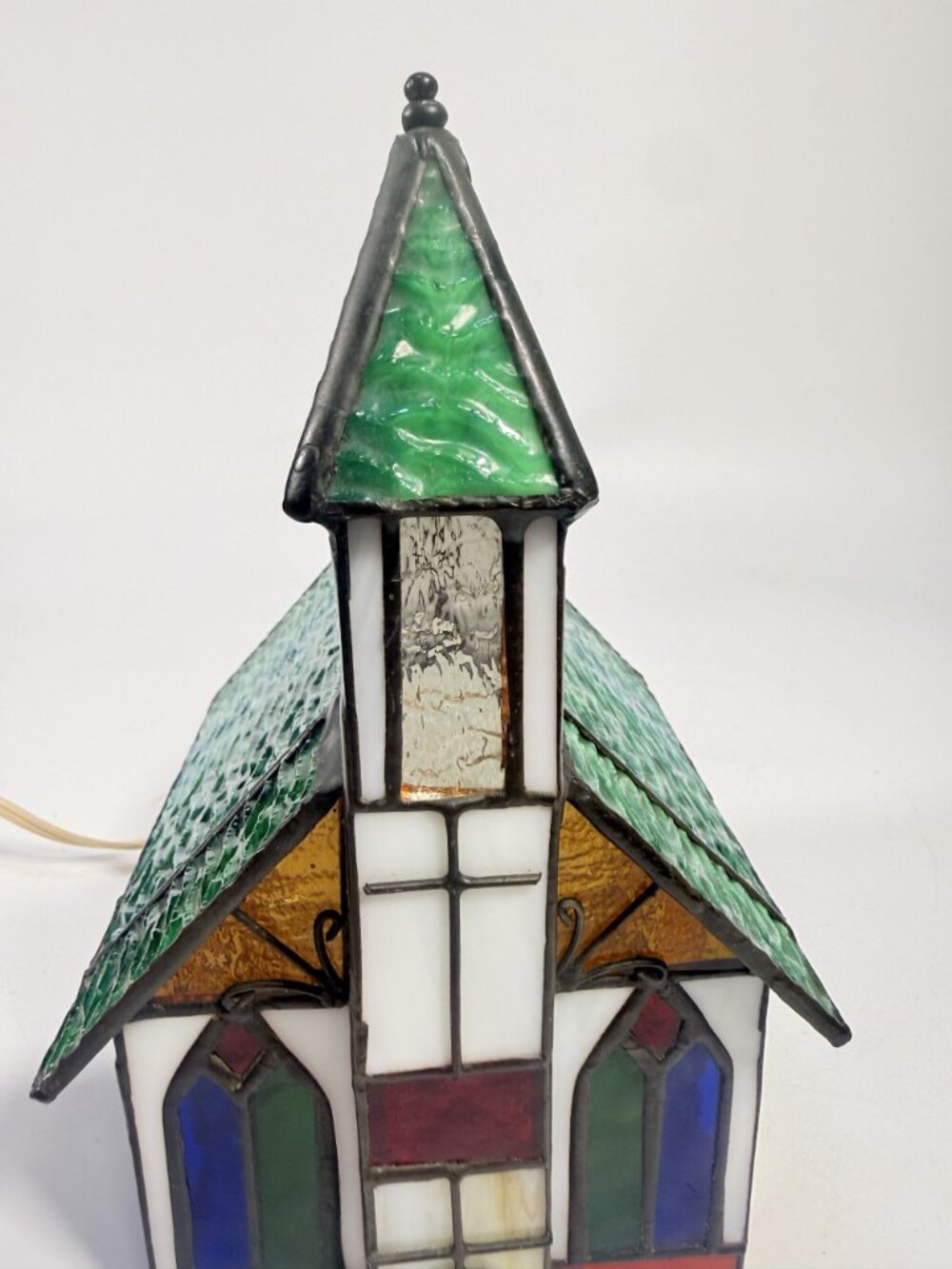 Lamp Light Tiffany Style Stained Glass 3D Church Chapel Cross Vintage Holiday - Picture 10 of 15